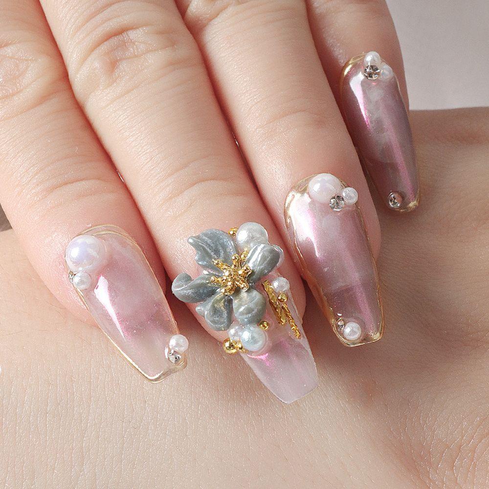 AUGUSTINA Agustin 3D Dekorasi Nail Art Kelopak Bunga Vintage Wanita Hiasan Kuku Membuat Perhiasan Aksesoris Manicure Korea