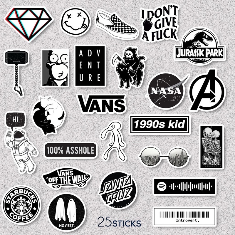 

STICKER PRINT AND CUT COSTUM BLACK AND WHITE