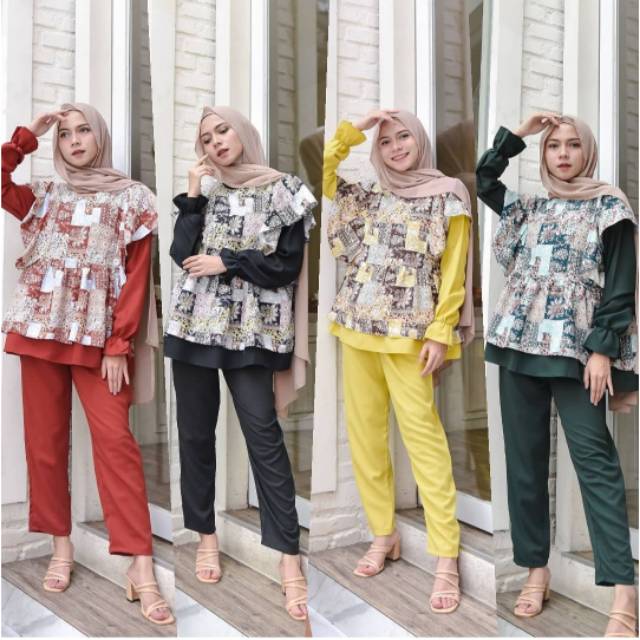  Baju  muslim wanita terbaru 1 SET AMARIN termurah  Shopee  