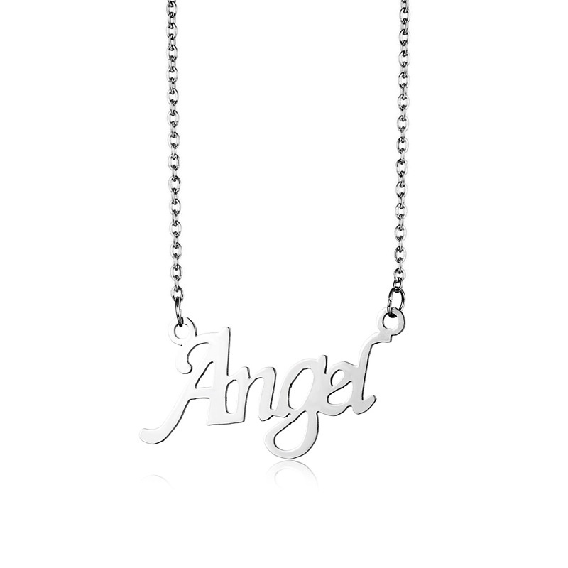 Stainless steel Bahasa Inggris huruf malaikat kalung Eropa dan Amerika gaya dingin kalung angel klav