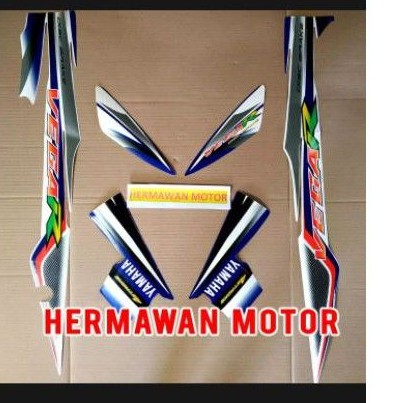 Yamaha Vega striping stiker Yamaha Vega R lama corak biru putih
