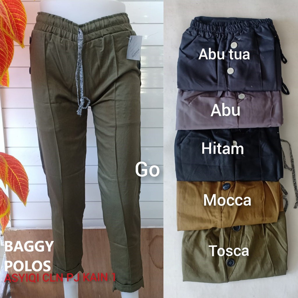 gof CELANA BAGGY MURAH Kombinasi Motif Kotak dan Polos Celana Panjang Wanita Dewasa Murah