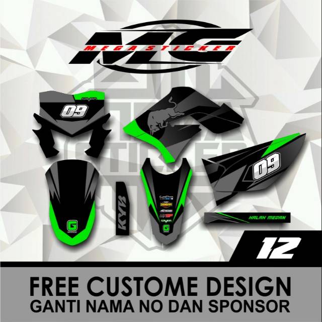 DECAL STICKER KLX 150 LAMA OLD GREEN REDBULL HIJAU