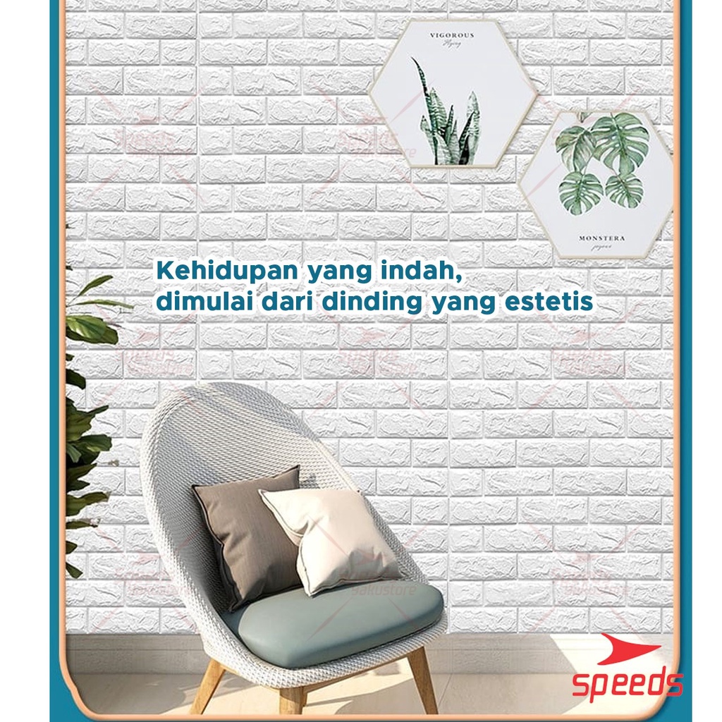 SPEEDS Wallpaper Dinding Murah Wallpaper Dinding Kamar 3d Stiker Foam Bata Batu Walpaper 205-1-8