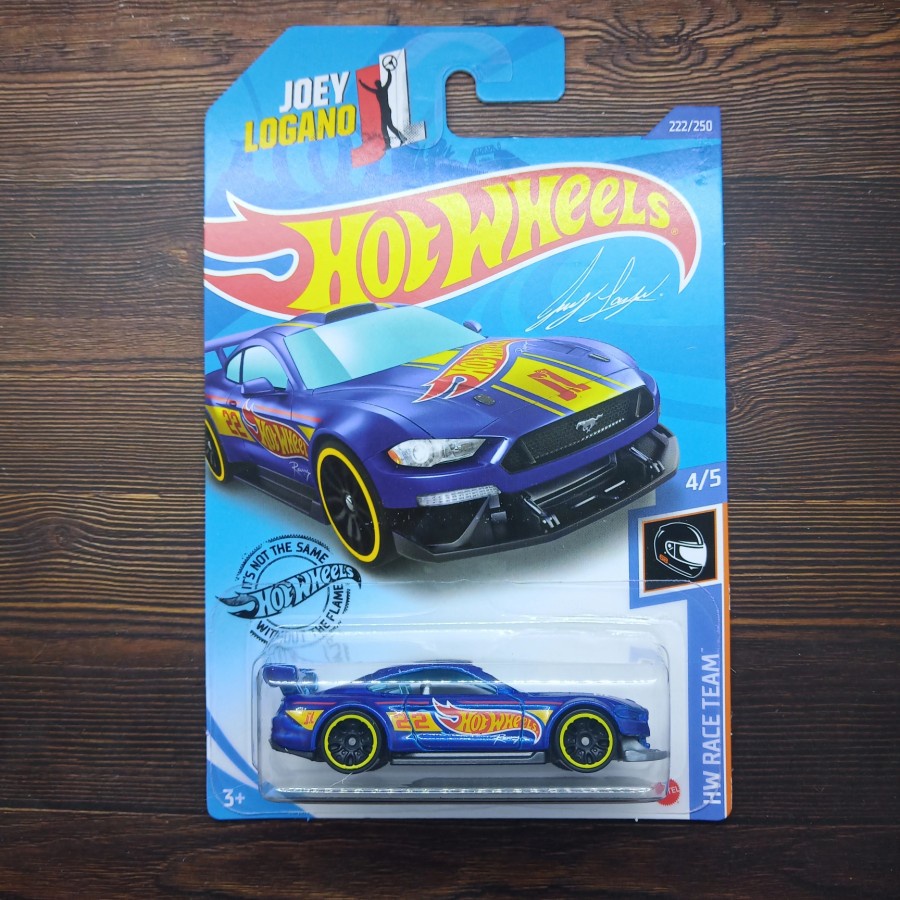 HOT WHEELS CUSTOM 18 FORD MUSTANG GT BIRU HW RACE TEAM JOEY LOGANO