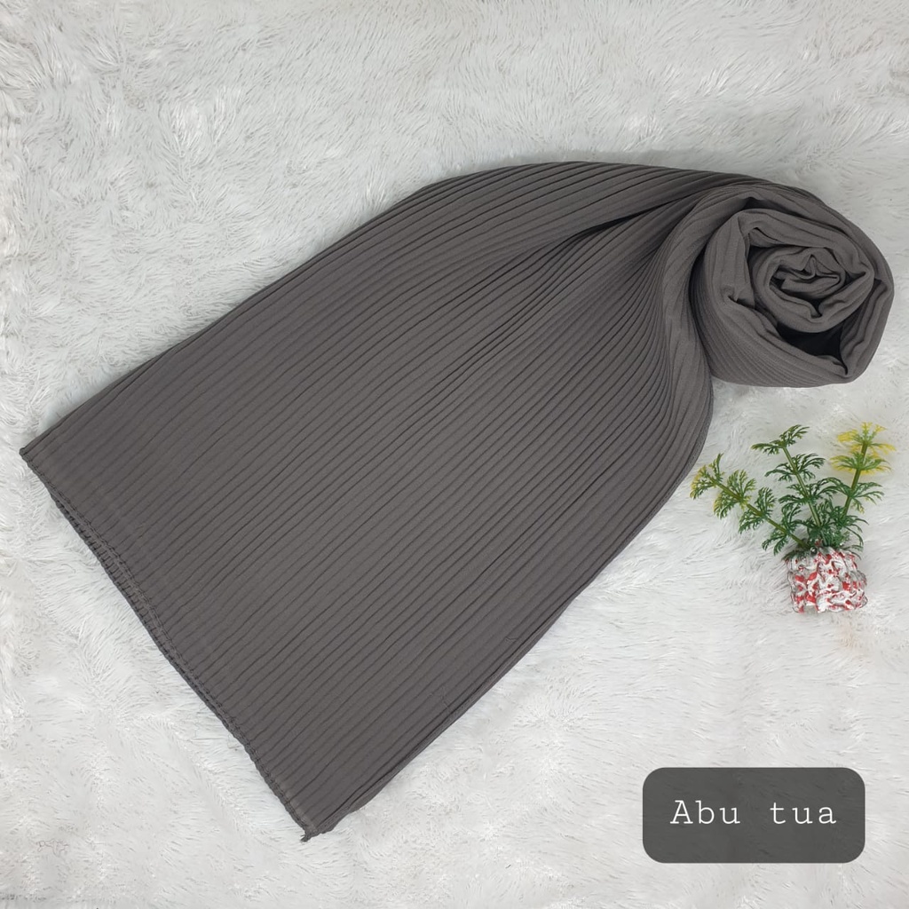 Pashmina Plisket Ceruty Babydol Full Plisket Lidi Tanpa Lipatan-ABU TUA