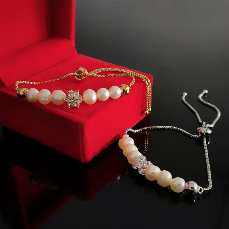 Gelang serut lapis emas mutiara air tawar asli lombok Gelang rantai lapis emas Mutiara air tawar asl