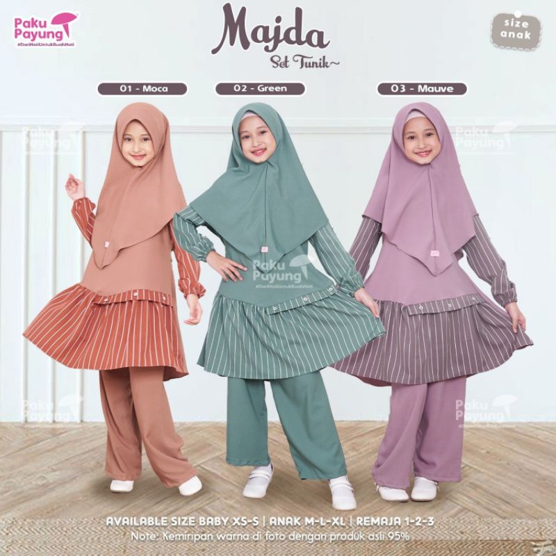 Majda Set Tunik Original By Paku Payung PPC Terbaru Setelan Tunic dan Celana Kulot Baju Muslim Brand