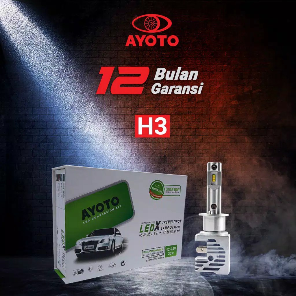 2 PCS ( Sepasang ) Lampu Led Mobil Utama Kabut Headlamp Socket H3 AYOTO Watt35 Single Beam