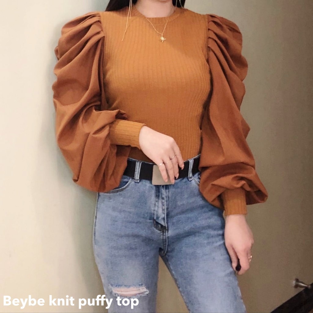 Beybe knit puffy top -Thejanclothes