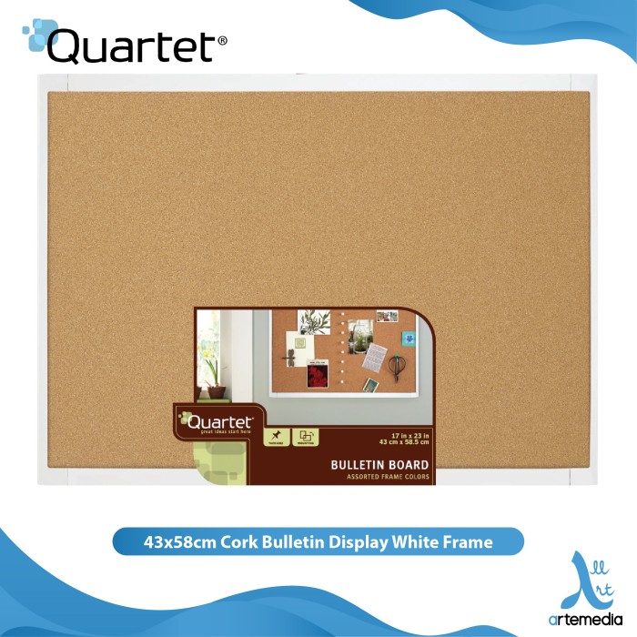 

NEW Quartet Buletin Board - Papan Oak Cork Whiteframe 43cmx58,5cm