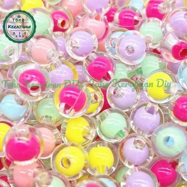 [ 50 Pcs ] Mote Bola Dunia Bening &amp; Doff Manik Manik Candy Isi Mute Bahan Membuat Kerajinan DIY