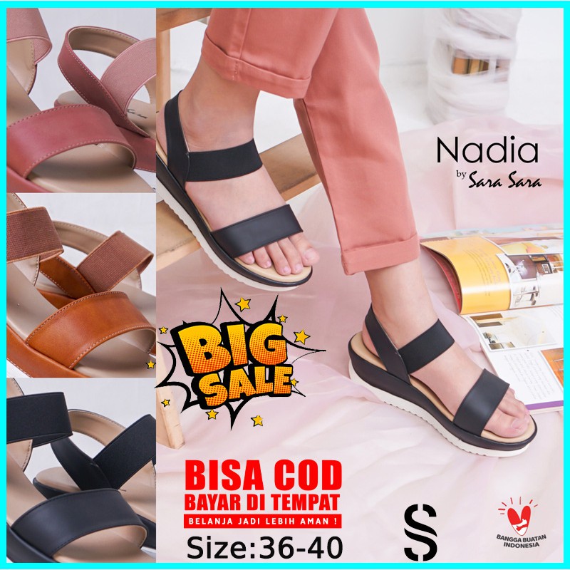 Sara Sara Nadia Sendal Wedges Wanita Cantik Trendy