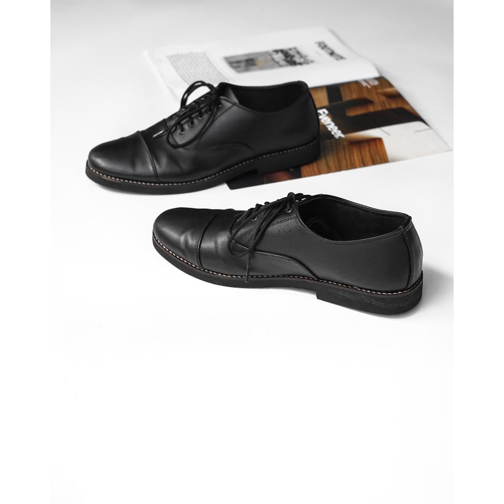 OXFORD BLACK - Sepatu Pantofel Pria Pantofel Hitam Pria Sepatu Pantopel Fantofel Kasual Formal Kerja