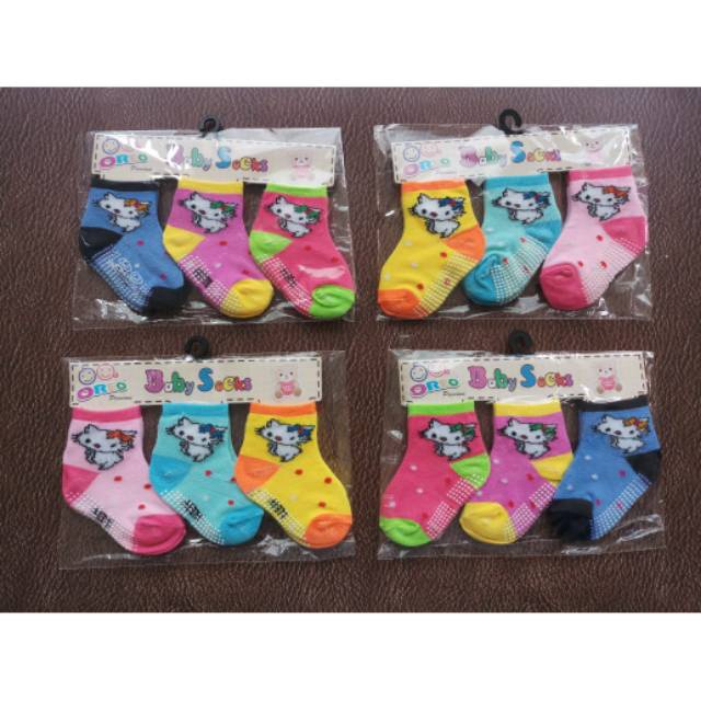 Kaos Kaki Bayi Newborn Isi 3 Pasang anti slip