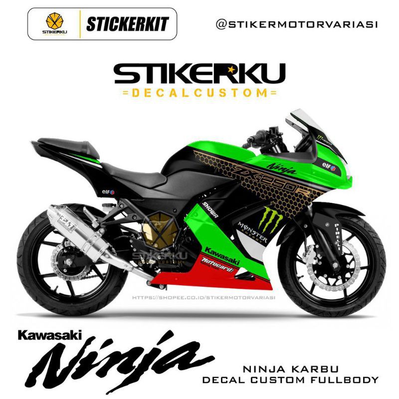 decal ninja 250 karbu / dekal motor ninja 250 karbu  sticker motor ninja 250