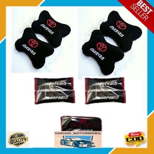 Variasi Bantal Jok Mobil Set 9 Pcs Avanza Hitam Aksesoris Bantal Leher