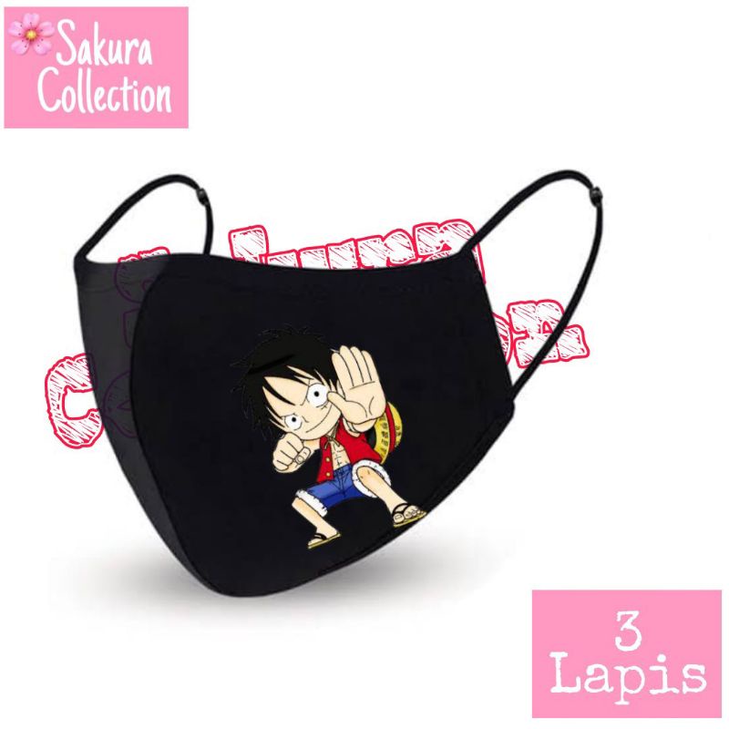 Masker Kain 3 Lapis - Anime One Piece Luffy