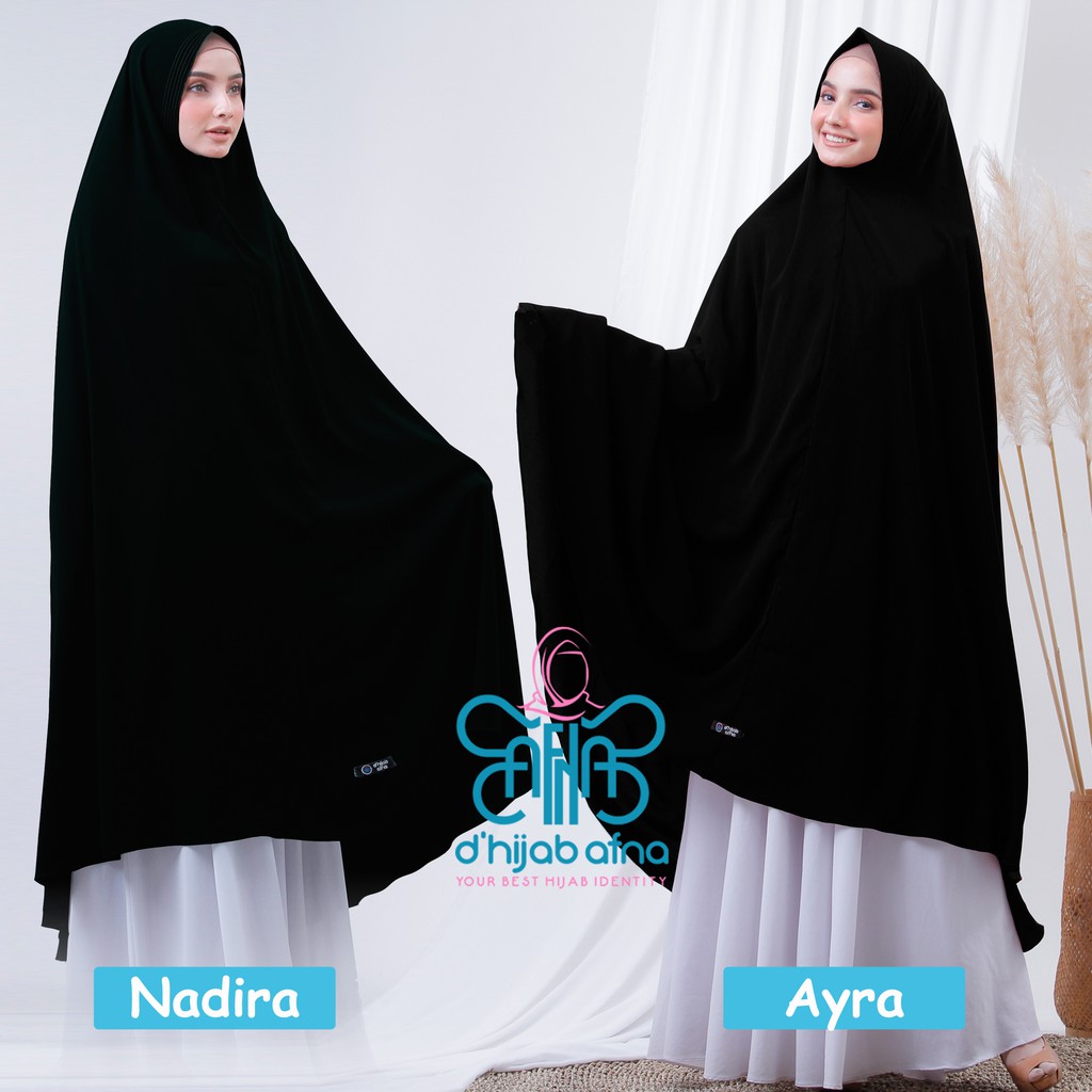 AFNA Khimar Wolfis Jet Black XL - Jilbab Jumbo Hijab Kerudung instant Syari Wolfis Pet Antem Non Pet
