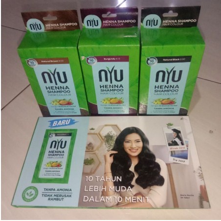 NYU Henna Shampoo Hair Colour Sachet Pewarna Rambut 4pcs x 20ml