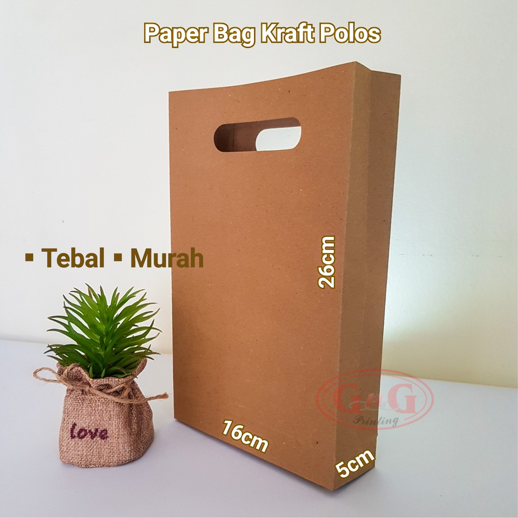 

30pcs - 16x5x26 Paper Bag Kraft Polos Plong / Paper Bag Murah / Shopping Bag