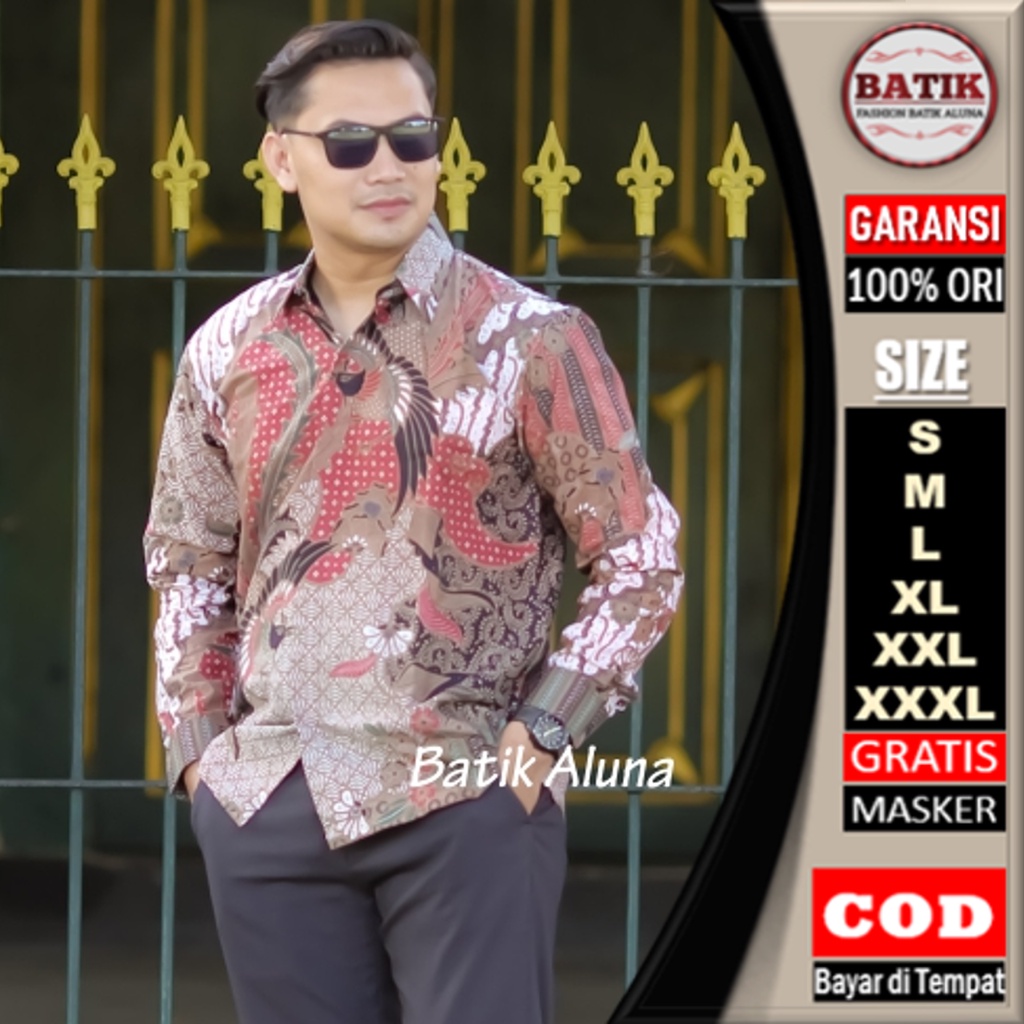 Batik pria lengan panjang Baju Batik Pria Lengan Panjang Modern Original Premium Jumbo Batik Bapak Kemeja Batik Pria Lengan Panjang Premium Full Furing Usia 60an