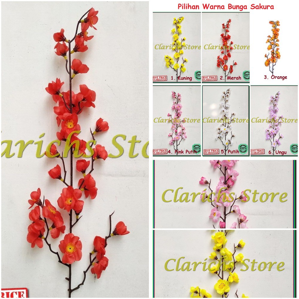 Tangkai Bunga Sakura - Bunga Plastik Sakura Imlek Artificial Pajangan Hiasan Rumah Konyan Gong Xie
