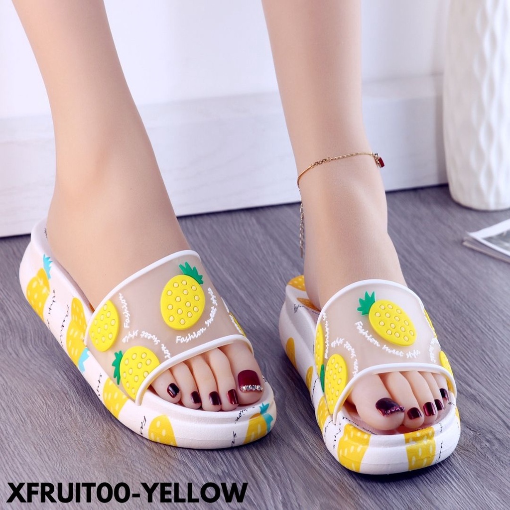 SANDAL WANITA MOTIF BUAH-BUAHAN CANTIK BAHAN RUBBER IMPORT MUDAH DICUCI FRUIT00