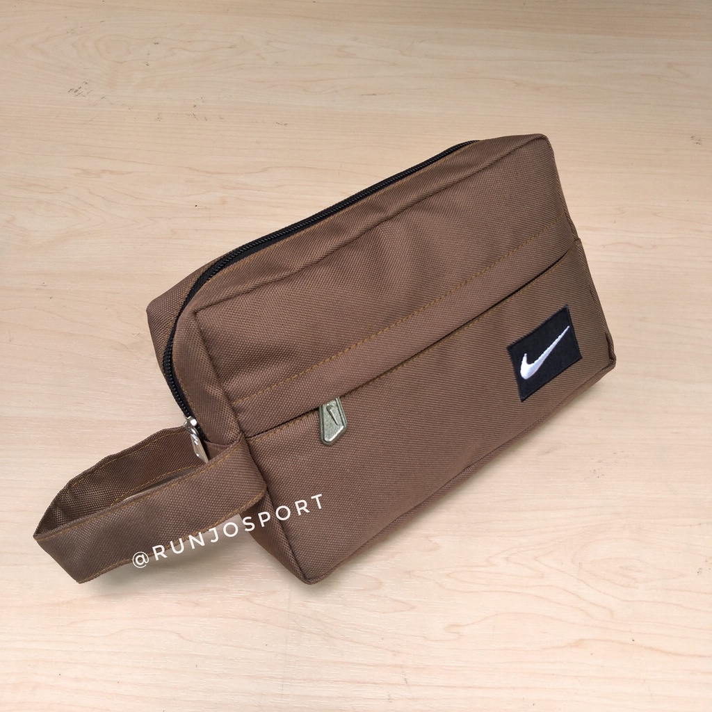 Hand Bag Sport Nike Handbag Pouch Tas Tangan Pria Wanita ABU HITAM