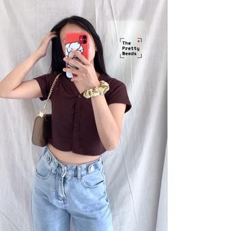 ✪ Button Crop Top / Crop Top Wanita / Crop Top Korea / Crop Top ❂