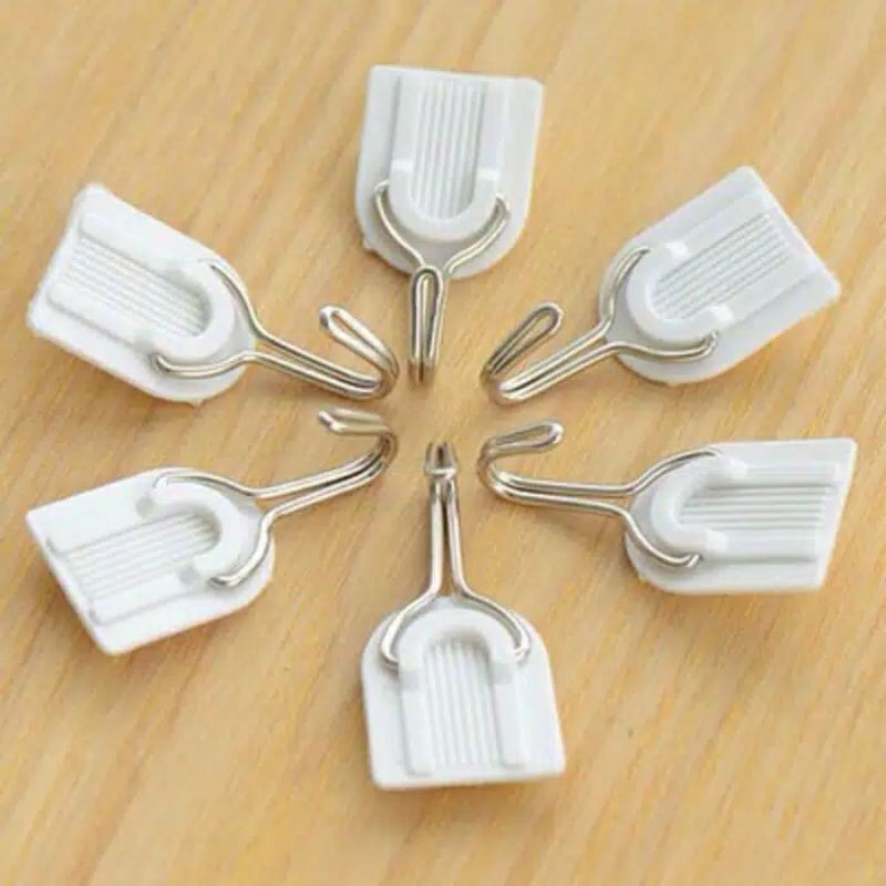 Gantungan Hook Baju Tempel Dinding Pintu 1 Set Isi 6 Pcs Sticky Hanger