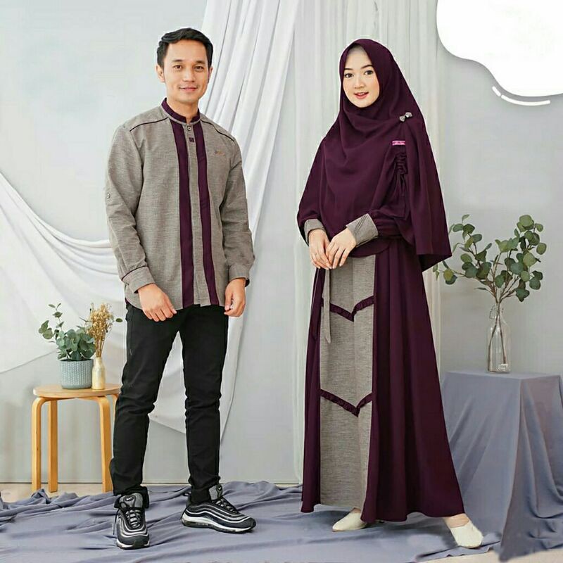 Asoka Couple Baju Gamis Muslim Syari Plus Kemeja Muslim