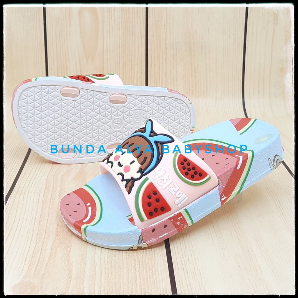 Sandal Anak Perempuan IMPORT Umur 2 3 4 5 Tahun Motif Kartun BIRU Elastis - Sendal Anak Cewek Elastis Anti Licin Size 24 - 35