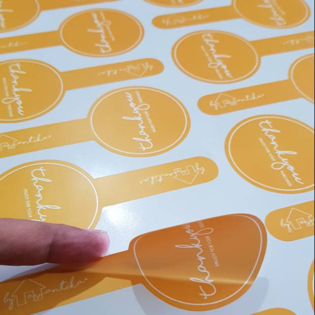 

Cetak sticker Label Vinyl / Vinil ukuran A3+ Dengan dan Tanpa Laminating Doff / Glossy dan Cutting