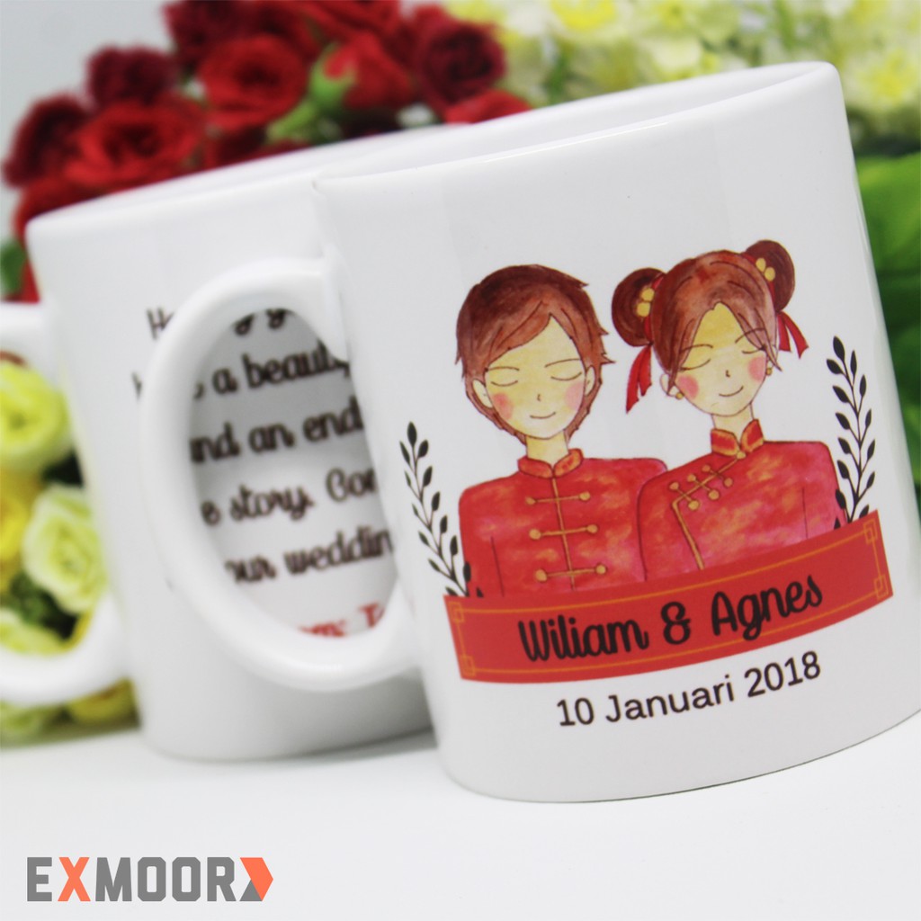 Mug Couple Chinese Wedding untuk Kado Pernikahan