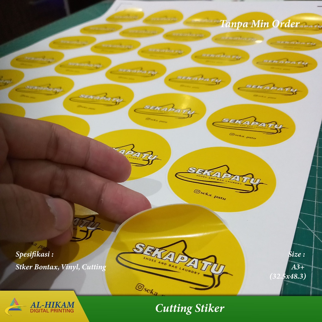 

Cetak Stiker A3+ I Print Laser I Cutting (Bontax, Vinyl)
