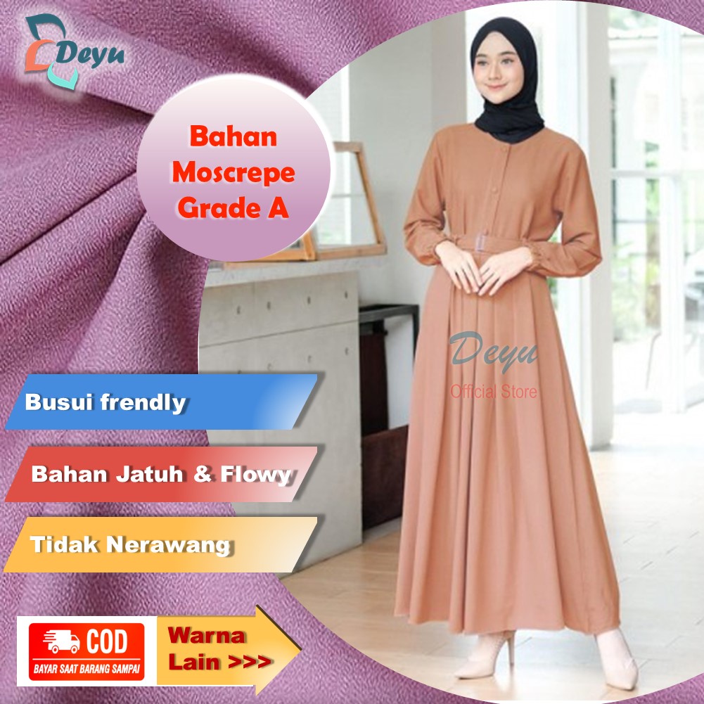 SETELAN BAJU GAMIS REMAJA WANITA SANTAI MUSLIM MUSLIMAH PESTA SYAR"I MOSCREPE KEKINIAN ANJANI DRESS