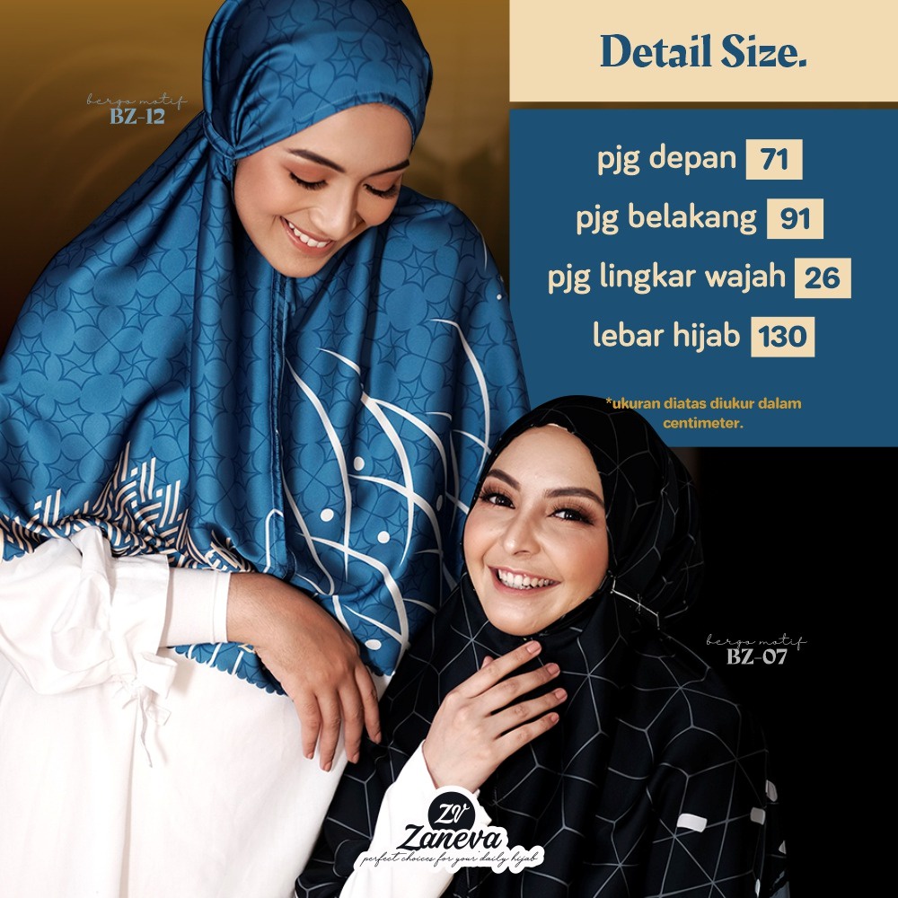 Bergo Zaneva Hijab Bahan Zara Silk l Bergo Premium By Zaneva Hijab