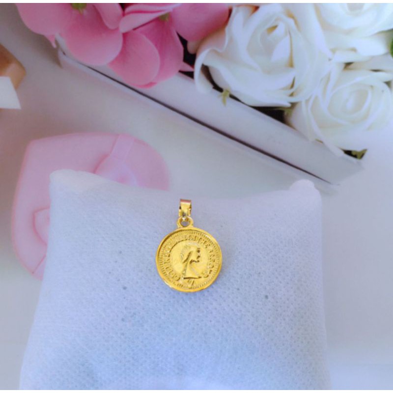 Liontin dollar Perak lapis Emas 24k