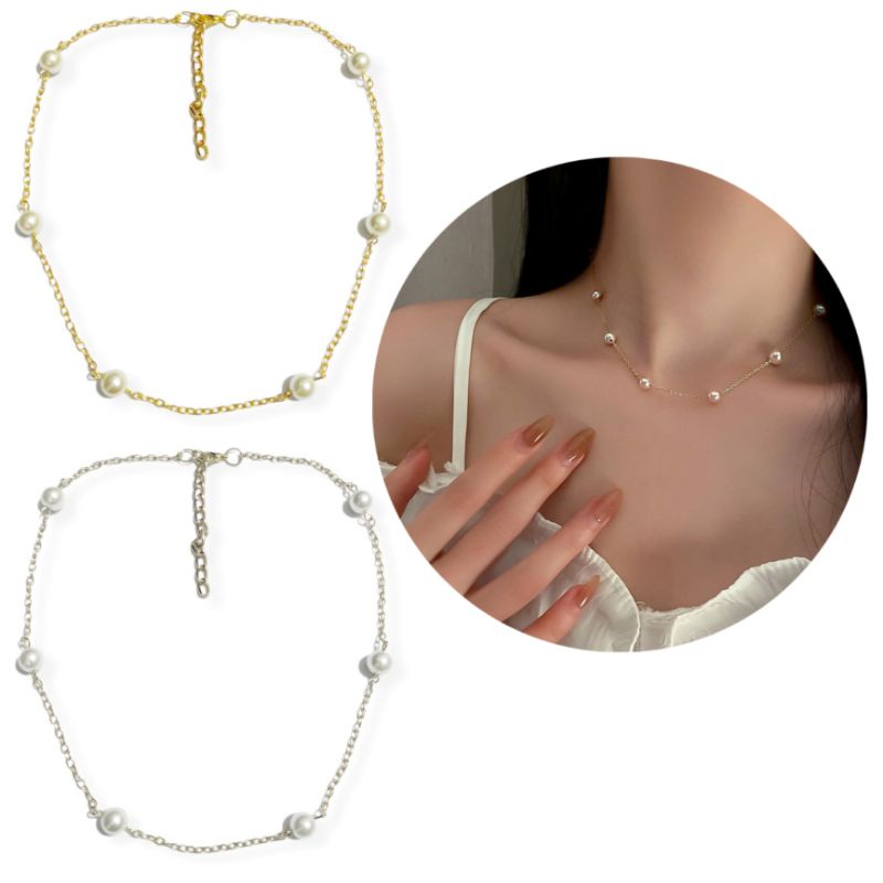 Fara Korean Pearl Necklace Kalung Mutiara Korea Rantai