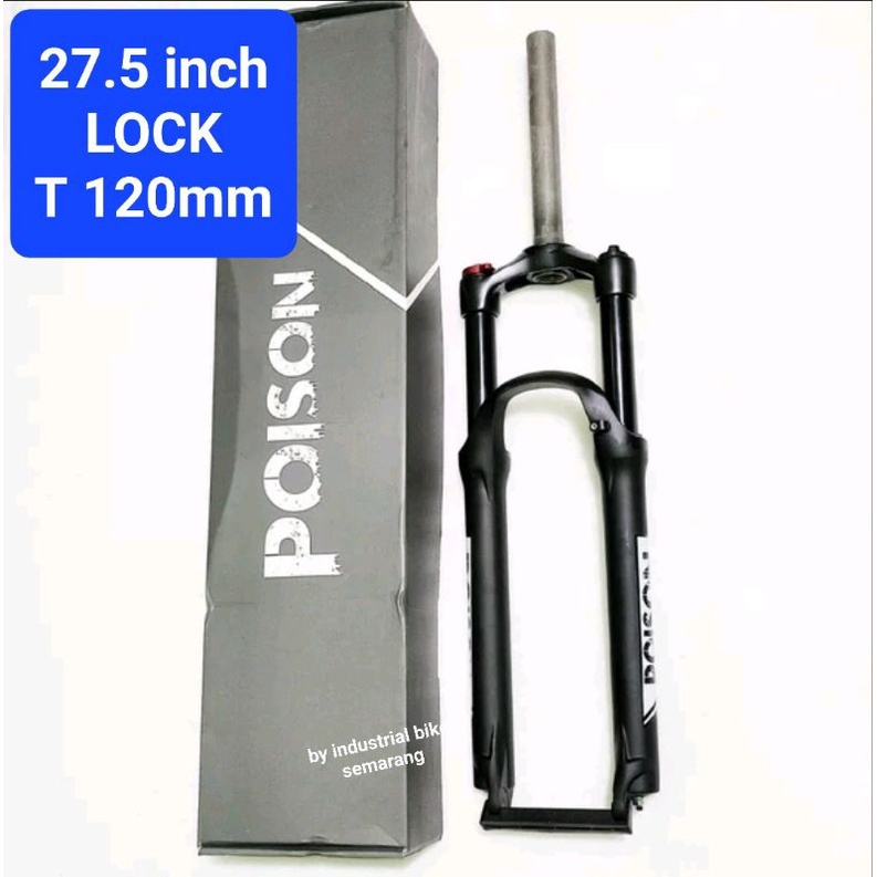 Fork 27.5 inch Garpu Sepeda MTB Poison Lock Travel 120mm Black Hitam Suspension