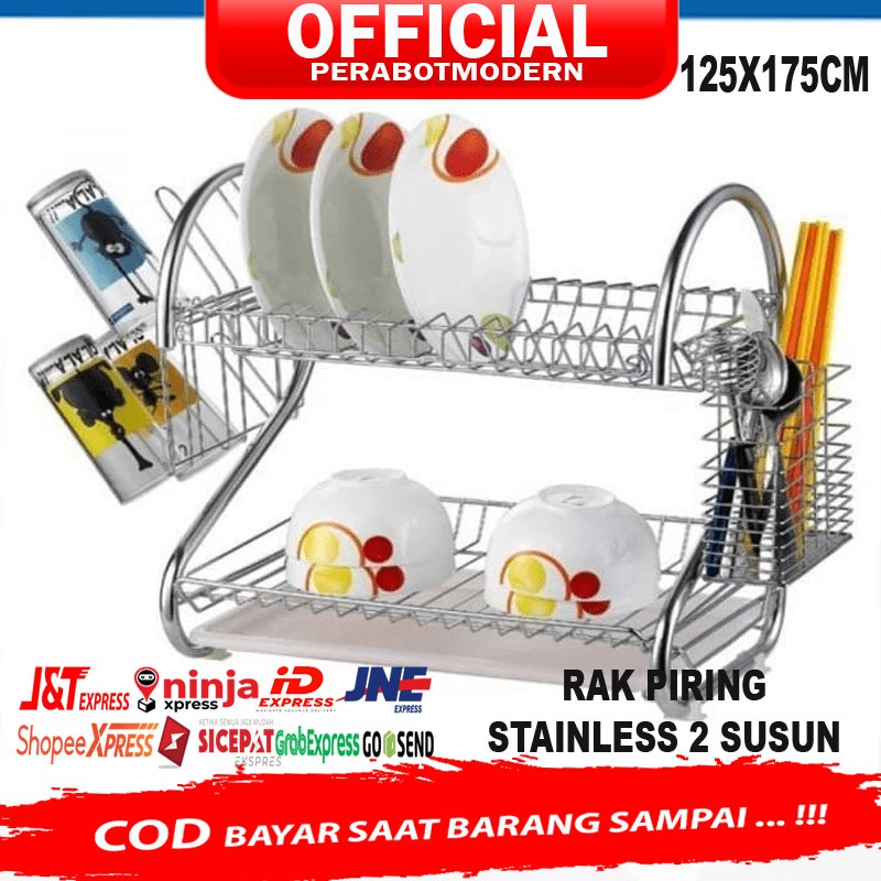 Banting Harga [ Cod ]  Rak Piring Stainless 2 Susun Murah - Rak Peralatan Dapur 2 Tingkat d5Y7jzSwjjLYo