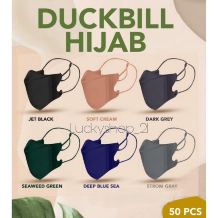 MASKER DUCKBILL HIJAB EARLOOP 3PLY /DUCKBILL HIJAB KEREN GARIS/DUCKBILL EARLOOP-2