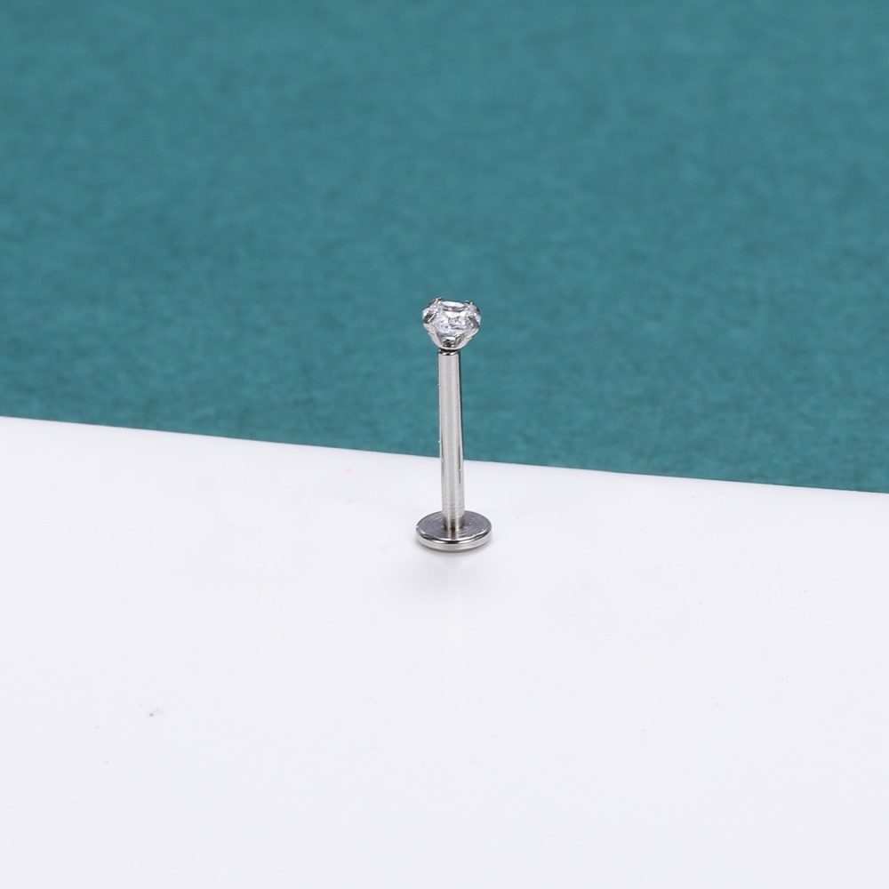 1pc Anting Stud Tindik Bibir Telinga Bentuk Hati Bintang Aksen Kristal Bahan Stainless Steel