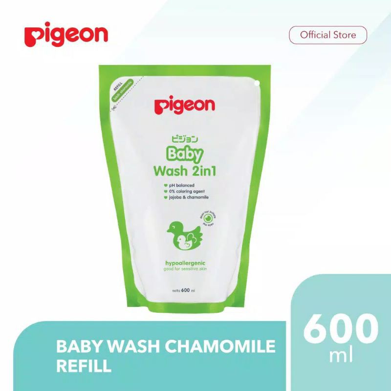 Pigeon Baby Wash 2in1 600ml Refill Chamomile Sabun Shampoo Bayi