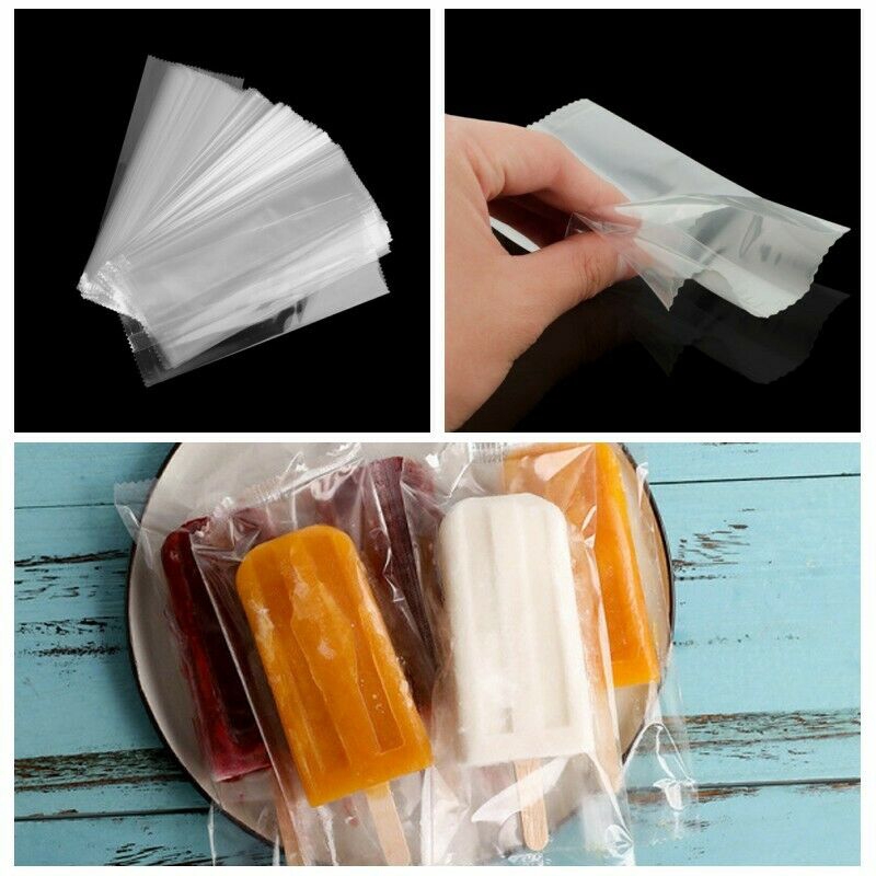 100pcs Kantong Plastik Sekali Pakai Ukuran 19.2x7.8cm Untuk Es Krim / Permen / Loli / Biskuit / Cokelat