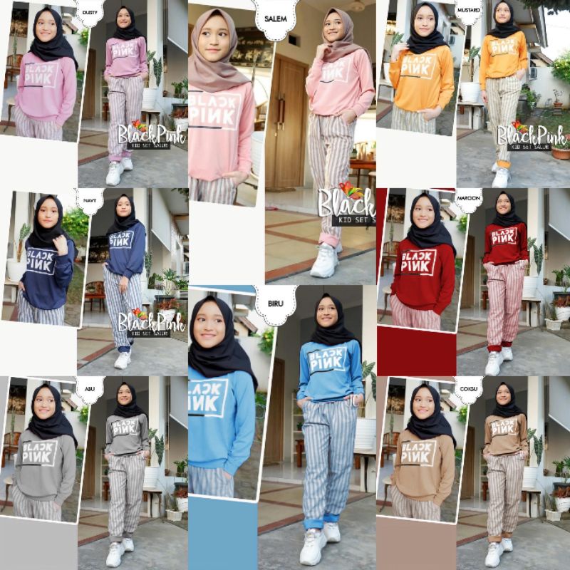 JVIN COLLECTION - KID BLACKPINK SALUR SETELAN BABYTERI ANAK SETELAN BTS SETELAN ANAK TRAINING BLACKP