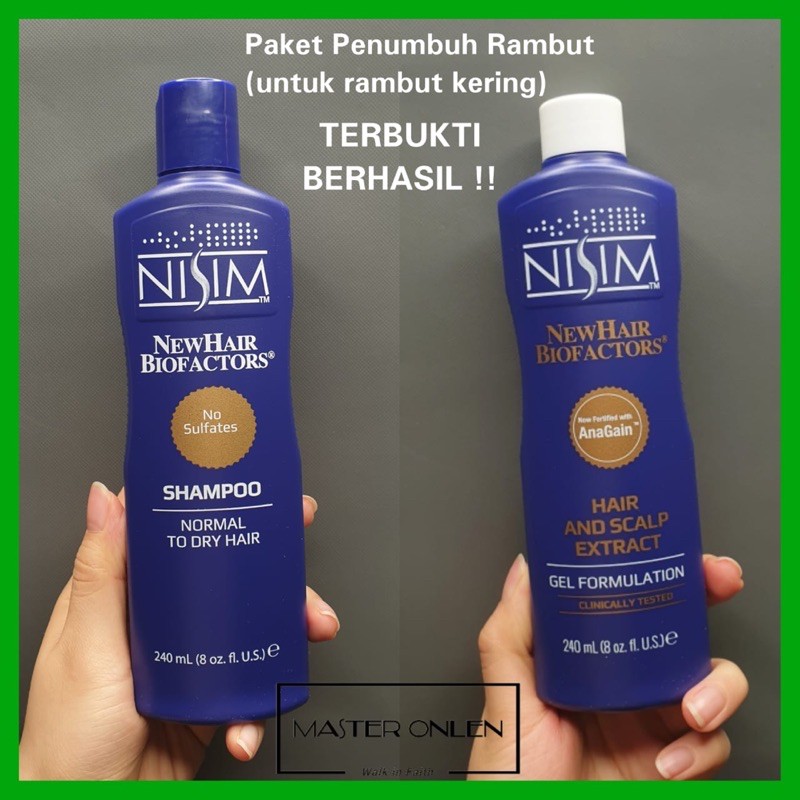 Paket Nisim Biru Shampoo + Tonic Extract normal kering penumbuh rambut sampo tonik ekstrak blue