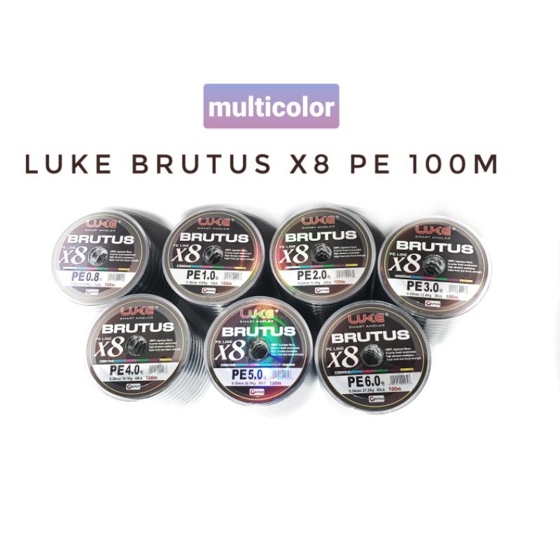 Senar Pancing PE Luke Brutus X8 100M - Multicolor