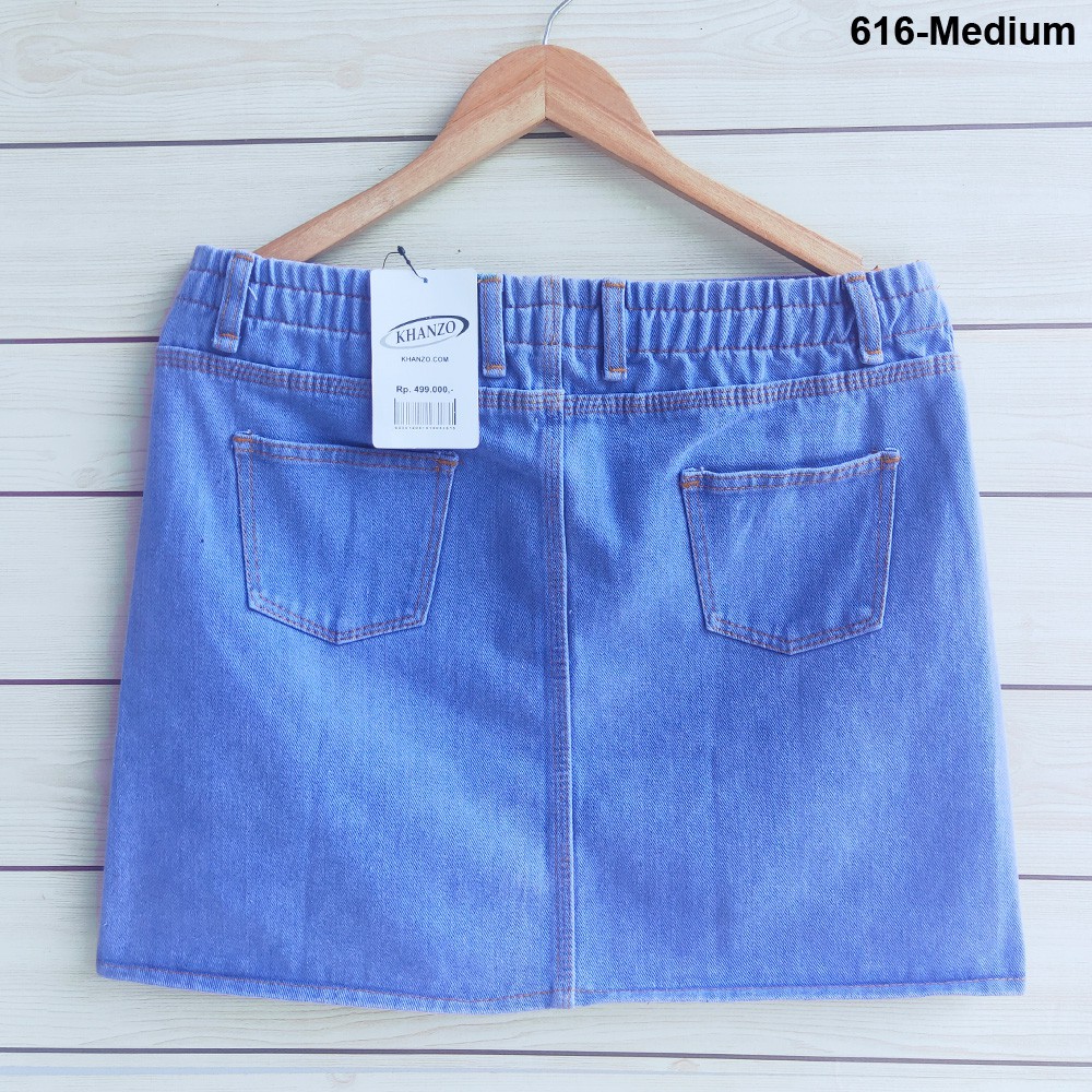 Dazina Skirt Button Jeans Wanita - Rok Pendek Medium Blue